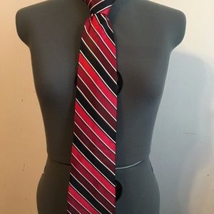 Men's Tie: Stacy Adams Red Striped 100% Silk